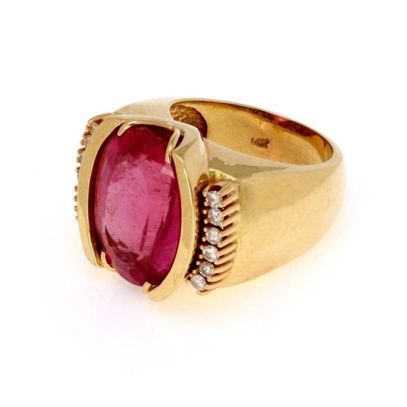 14k Yellow Gold 12.25ct Tourmaline Diamond Ring - Picture 3 of 4